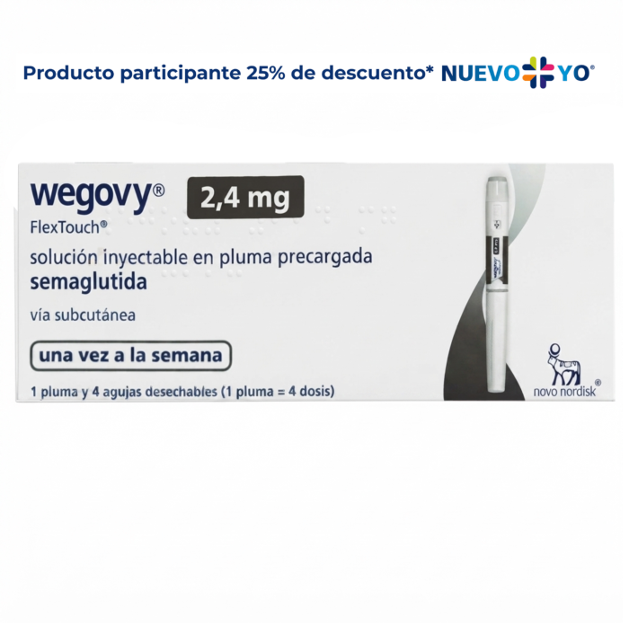 Wegovy De 2.4 mg Flextouch Caja Con 1 Pluma Precargada y 4 Agujas Desechables Solución Inyectable - Semaglutida