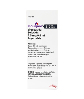 Mounjaro 2.5 mg/0.6 mL, box containing a 2.4 mL multidose...