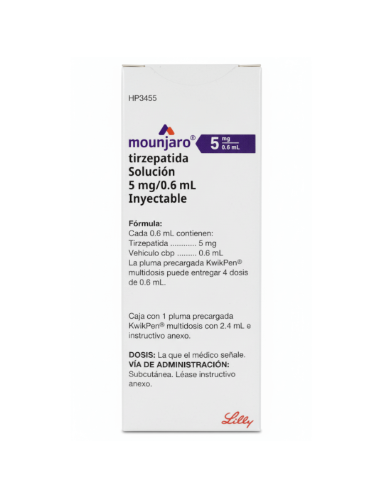 Mounjaro De 5 mg / 0.6 mL Caja Con Pluma Precargada KwikPen Multidosis De 2.4 mL Solución Inyectable - Tirzepatida